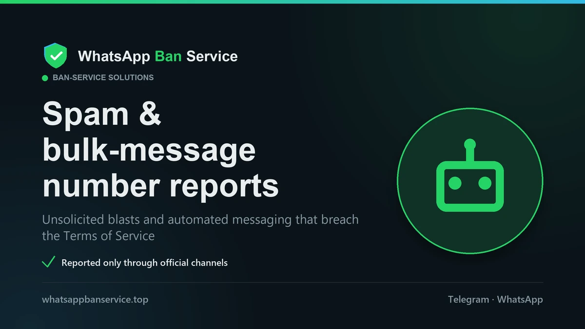 A WhatsApp group ban bot runs unofficial automation, the bulk-messaging pattern that gets the operator's own number banned
